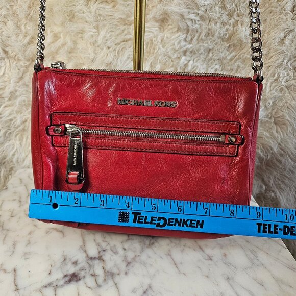 Michael Kors Women's Red Leather Crossbody Bag - Picture 4 of 14